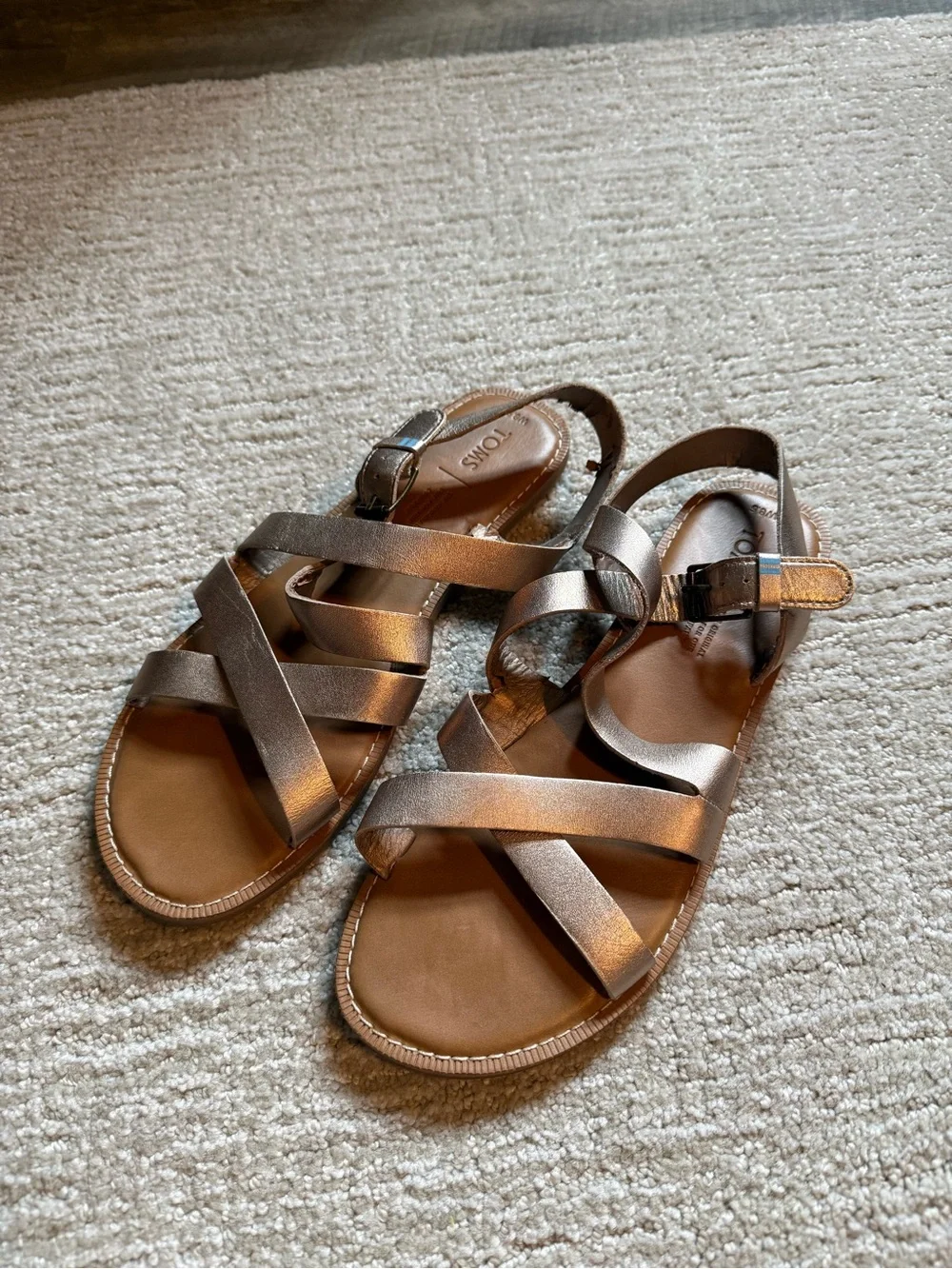 TOMS Women's Metallic Bronze Strappy Sandals